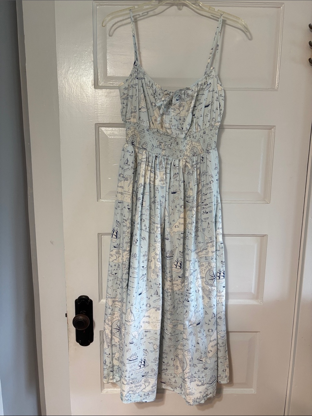 J. Crew Light Blue and Navy Nautical Print Dress